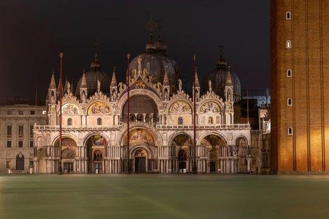 Flood, Acqua Alta, on St Mark's Square in Venice on 12 November 2019