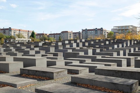 Landmark, Holocaust Memorial in autumn, Memorial to the Murdered Jews of Europe, Berlin, Germany,