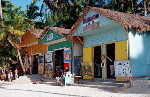 Beach path with shops, Punta Cana, Caribbean, Dominican Republic, Central America