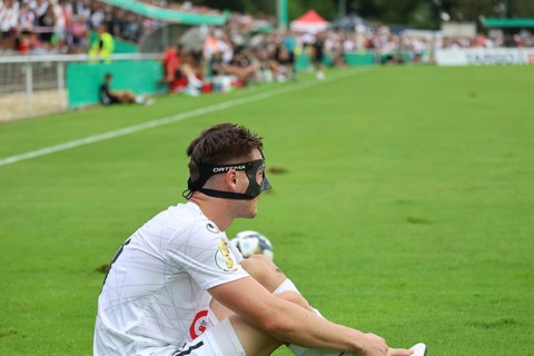 Tim Zölle (FC 08 Villingen) with face mask during the match for the DFB Cup 2022-23, 1st round: DFB