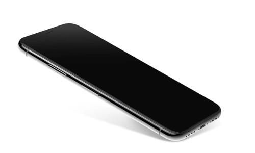 A sleek, modern black smartphone featuring a large touchscreen and a minimalist design