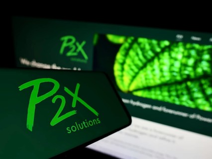 Stuttgart, Germany, 03-29-2022: Cellphone with logo of Finnish hydrogen company P2X Solutions Oy on