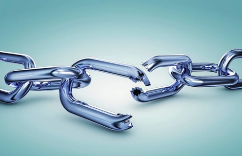 3D rendering of a broken chain