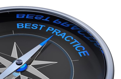 3D rendering of an compass with the words best practice