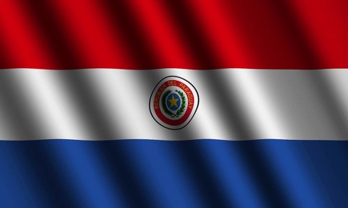 The Paraguayan flag flying in the wind