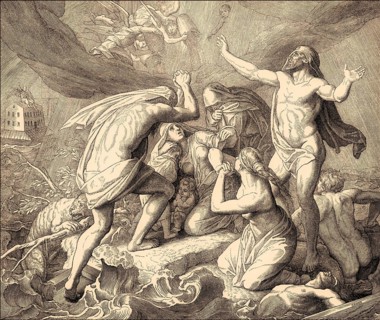 Noah's Ark and the Flood, Old Testament, by Julius Schnorr von Carolsfeld, 1860