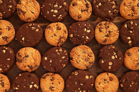 Chocolate cookie biscuits grid rows arrangement