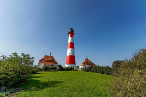 40 metre high Westerheversand lighthouse built in 1906 on the Eiderstedt peninsula in the Wadden