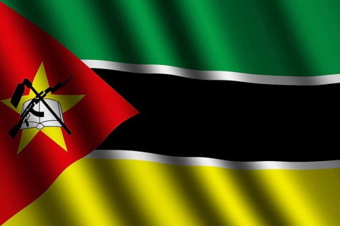 The Mozambique flag flying in the wind