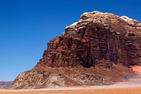 Mountain massif, Wadi Rum nature reserve, Jordan, Asia