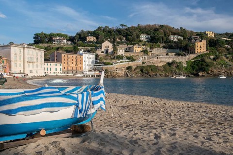 Fishing boat on the Baia del Silenzio in Sestri Levante, Liguria
