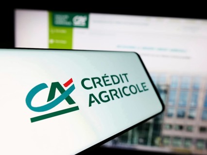 Stuttgart, Germany, 11-16-2023: Smartphone with logo of French financial services company Crédit
