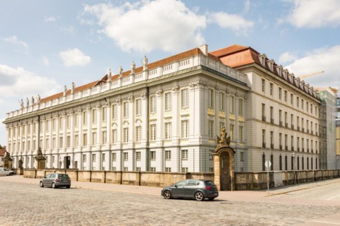 ANSBACH, GERMANY - AUGUST 22: The Margrave's Palace palace in Ansbach, Germany on August 22, 2017.