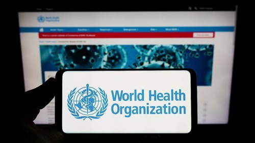 Stuttgart, Germany, 10-09-2022: Person holding smartphone with logo of UN agency World Health