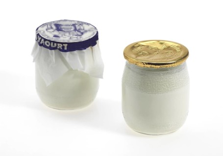 Pot of Yogurt against White Background
