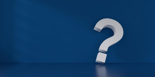 Fine 3d concept with a white question mark icon in a blue room with space for text
