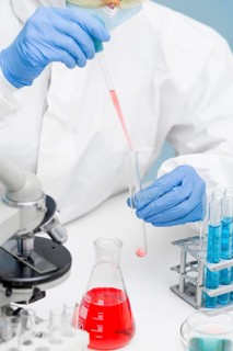 Scientist working with chemical substances lab