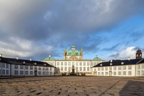 Fredensborg, Denmark, January 02, 2017: Exterior view of Fredensborg Palace which is spring an