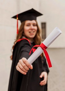 Close up smiley girl with diploma