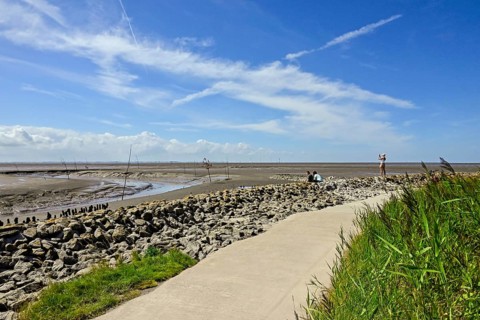 Fairway in the mudflats of the Wadden Sea, Wremen, Wurster Land, district of Cuxhaven, Lower