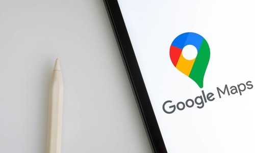 Google maps logo is displayed on iPad