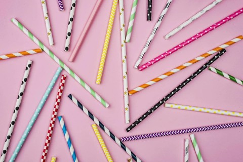 Top view arrangement colored paper straws. Resolution and high quality beautiful photo