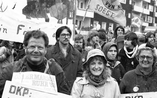 The traditional Easter March Ruhr 1982.DKP leadership with Herbert Mies, Germany, Europe