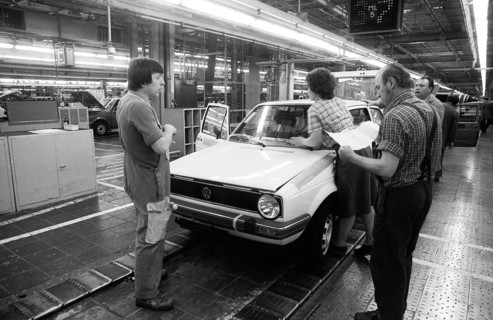 Production of the Golf at the VW plant on 10. 05. 1979 in Wolfsburg, Germany, Europe