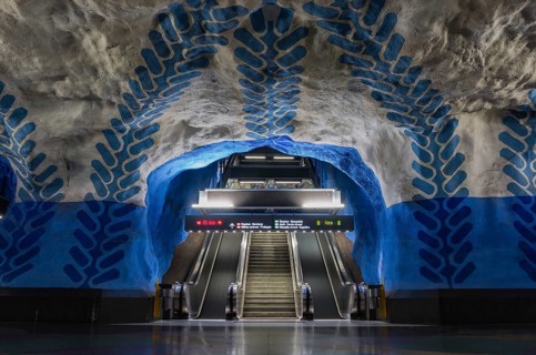 A picture of the blue line of the T-Centralen subway station (Stockholm)