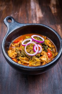 Delicious savoy cabbage stew or soup with chicken