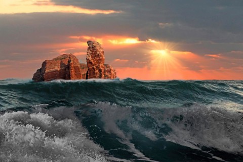 Long Anna in the Storm, North Sea Island Helgoland