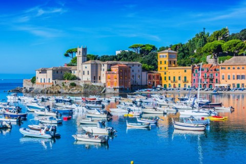 View of the Bay of Silence in Sestri Levante, Liguria, Italy, Europe