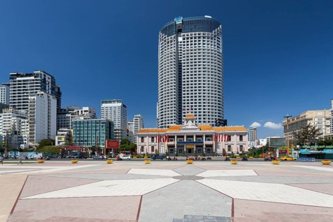 Beach promenade with hotels in the center of Nha Trang, province Khan Hoa, Vietnam, VietNam, Asia