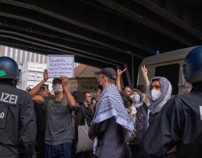 Germany, Berlin, 22 May 2024, Pro-Palestine demonstrators occupy HU building, social science