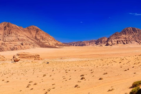 View of the Wadi Rum at Barrah Canyon, Jordan, Asia