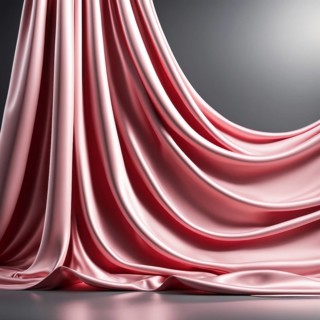 Luxurious pink silk fabric elegantly hanging with smooth, shiny folds, AI generated