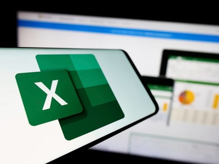 Stuttgart, Germany, 09-21-2023: Smartphone with logo of spreadsheet editor Microsoft Excel on