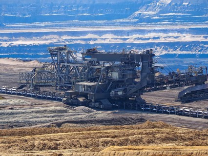 Large excavator in the Garzweiler open-cast lignite mine, Rhenish lignite mining area, Germany,