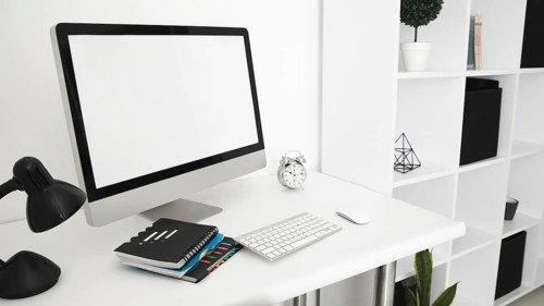 Office desk with computer screen