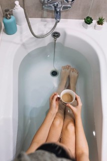 Woman enjoying coffee bath