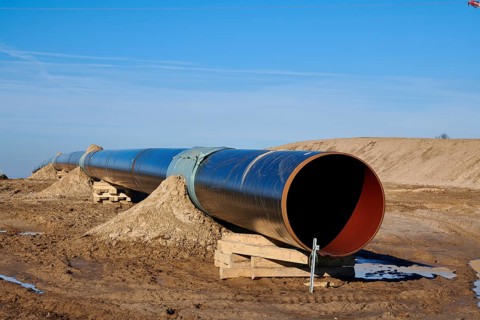 Construction site of the European natural gas pipeline EUGAL near Wrangelsburg Germany on 16.02