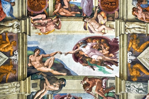 Michelangelo?s Creation of Adam in the Sistine Chapel, Vatican museum, Rome, Italy, Europe