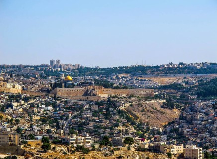 Israel, June 28 2014: Panoramic view of the Old City of Jerusalem, Asia