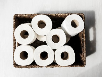 Top view box with toilet paper rolls