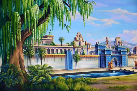Theatre backdrop featuring the entrance to the ancient city of Babylon