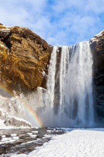 Skogafoss waterfall in Iceland, river, Skoga, Skoga river, Iceland, Europe