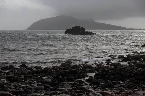 A view from the shoreline of the Great Blasket Island along the Wild Atlantic Way. Dunquin, Kerry,