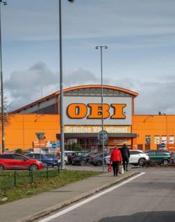 Nitra, Slovakia, February, 24, 2024 : OBI store sign. Obi is one of the the largest hardware and