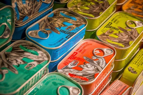 Faro, Portugal, April 19th 2024: Illustrative Editorial: View on Porthos Sardines and tuna fish in