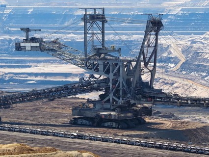 Large excavator in the Garzweiler open-cast lignite mine, Rhenish lignite mining area, Germany,